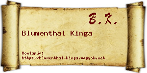 Blumenthal Kinga névjegykártya